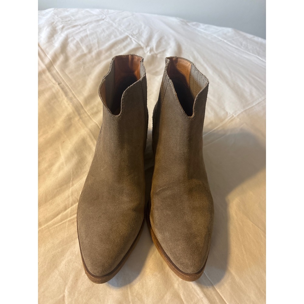Madewell Suede Ankle Boots Women 10 Taupe Western Pointed Toe Booties